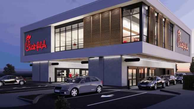 Chick-fil-A’s new elevated drive-thru concept will debut in 2024. 