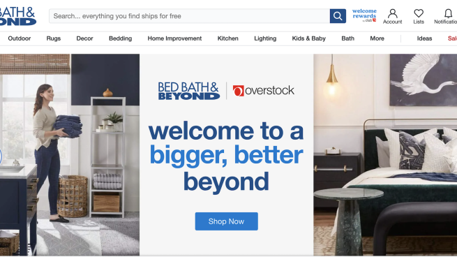 Bed Bath & Beyond is back online in the U.S., operated by its new owner, Overstock.com. 